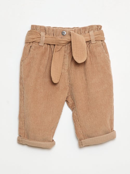 Pantalón paperbag de pana - Kiabi