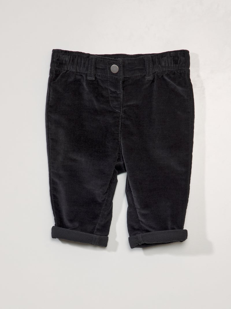 Pantalón paperbag de pana NEGRO - Kiabi