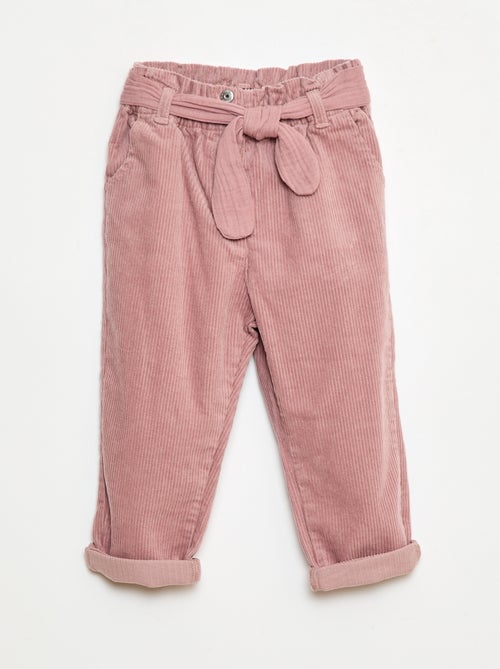 Pantalón paperbag de pana - Kiabi