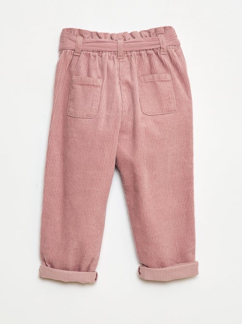 Pantalón paperbag de pana - Kiabi