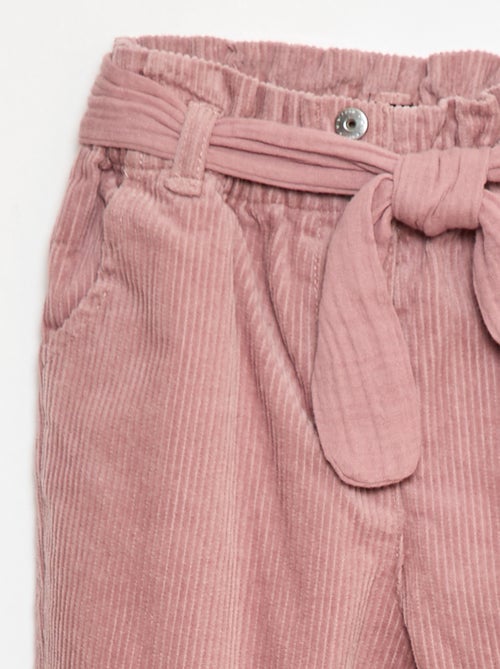 Pantalón paperbag de pana - Kiabi