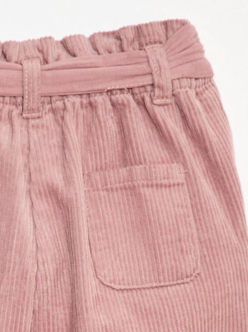 Pantalón paperbag de pana - Kiabi