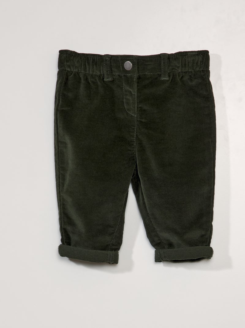 Pantalón paperbag de pana VERDE - Kiabi