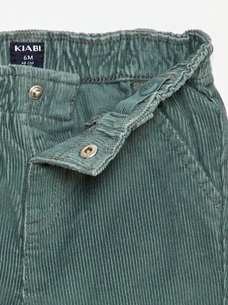 Pantalón paperbag de pana Verde - Kiabi