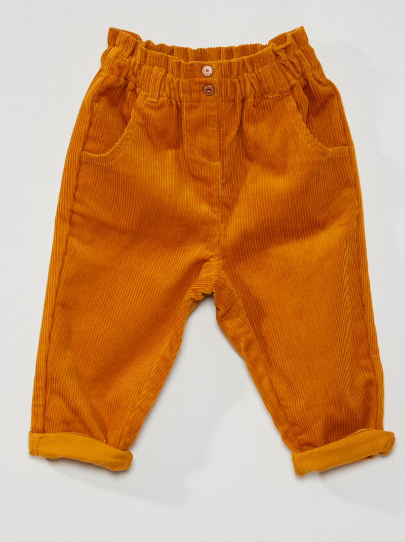 Pantalón paperbag de terciopelo AMARILLO - Kiabi