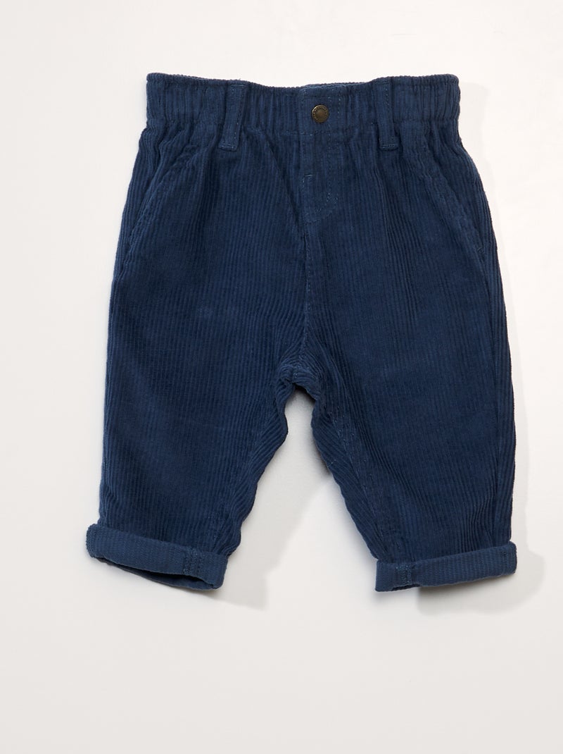 Pantalón paperbag de terciopelo AZUL - Kiabi