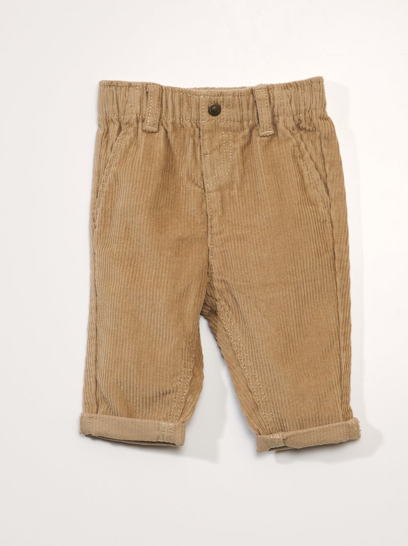 Pantalón paperbag de terciopelo BEIGE - Kiabi