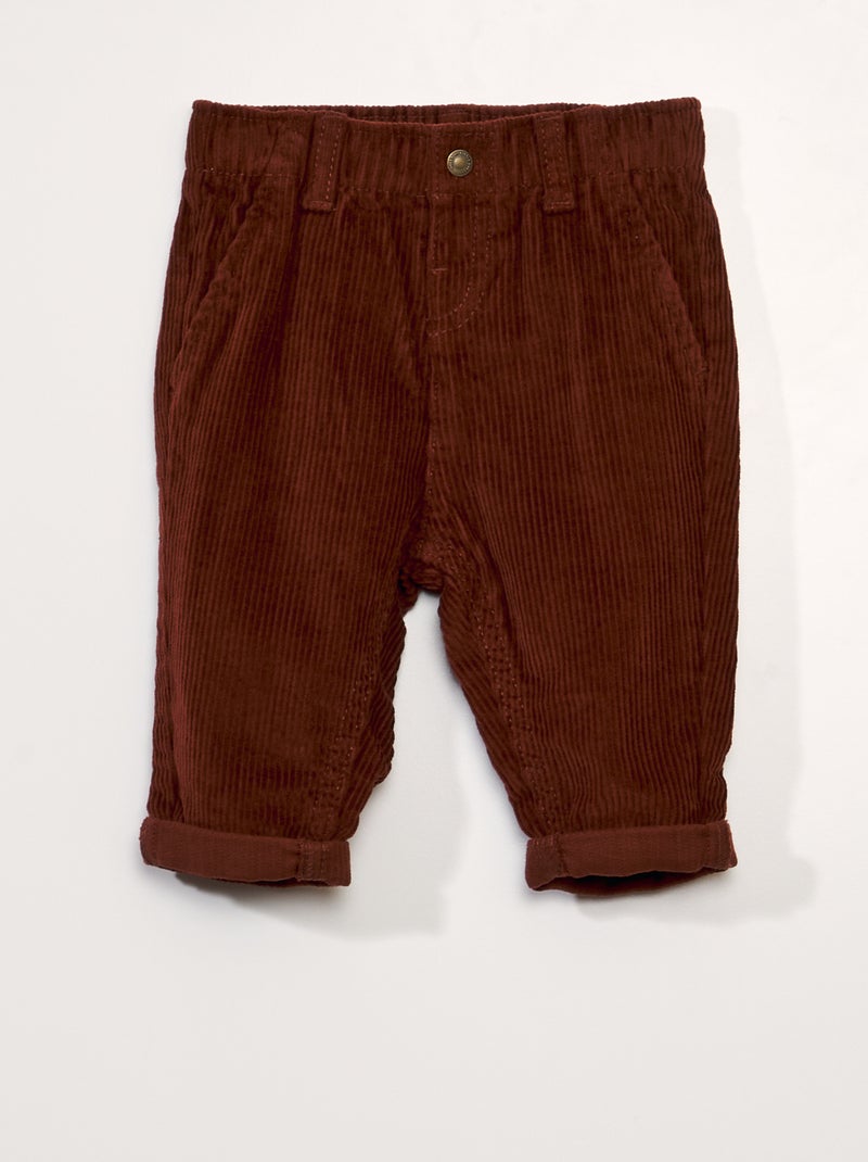Pantalón paperbag de terciopelo MARRON - Kiabi