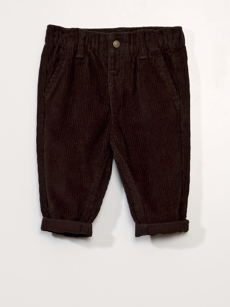 Pantalón paperbag de terciopelo MARRON - Kiabi