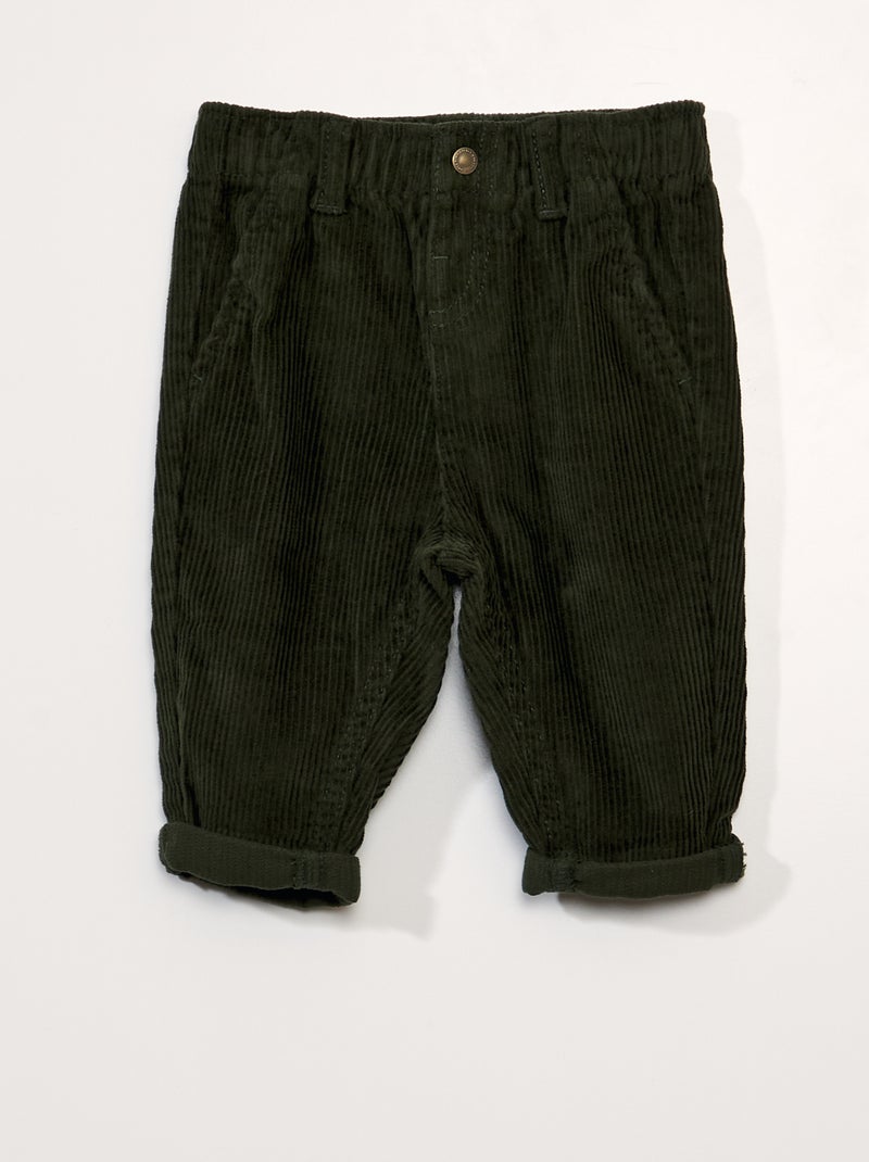Pantalón paperbag de terciopelo VERDE - Kiabi