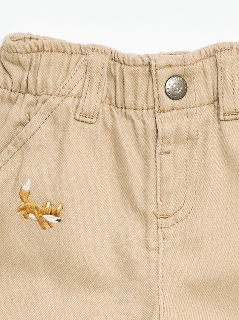 Pantalón paperbag en twill Beige - Kiabi