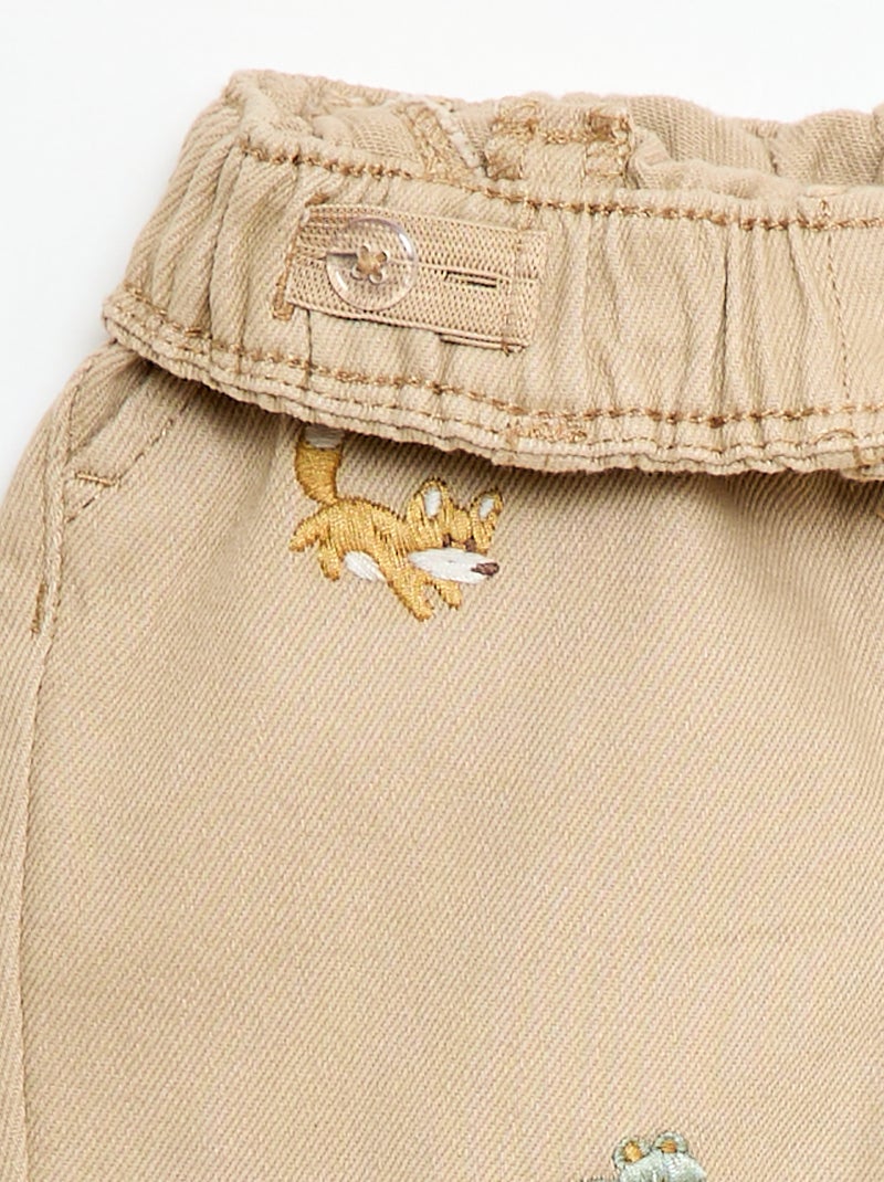 Pantalón paperbag en twill Beige - Kiabi