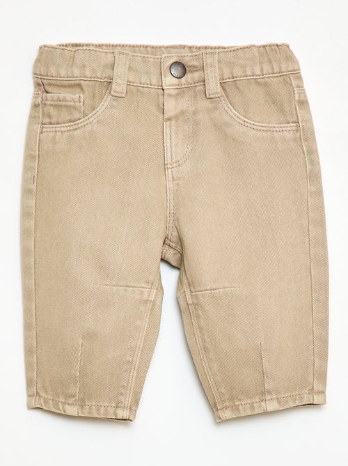 Pantalón paperbag en twill de algodón - Kiabi