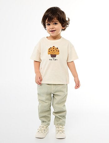 Pantalón paperbag en twill de algodón