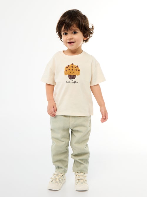 Pantalón paperbag en twill de algodón - Kiabi