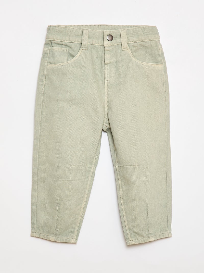 Pantalón paperbag en twill de algodón Gris - Kiabi
