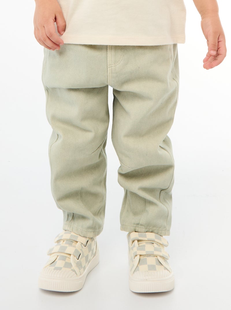 Pantalón paperbag en twill de algodón Gris - Kiabi