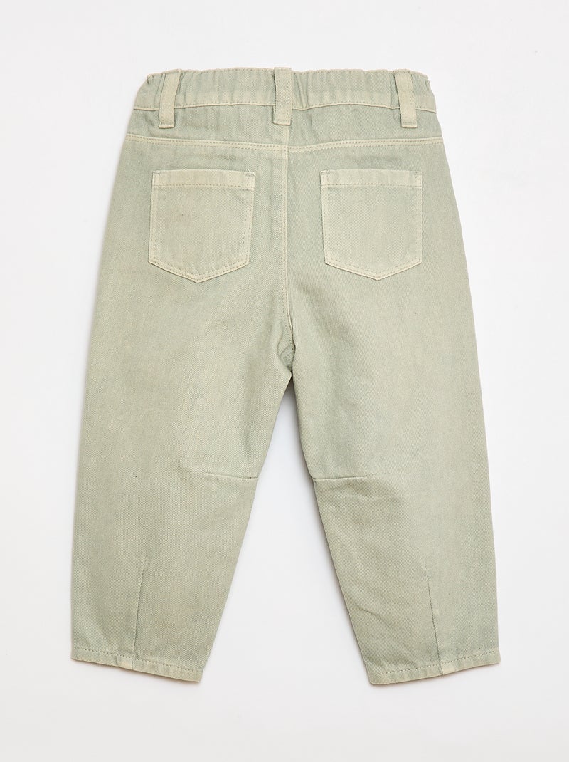 Pantalón paperbag en twill de algodón Gris - Kiabi
