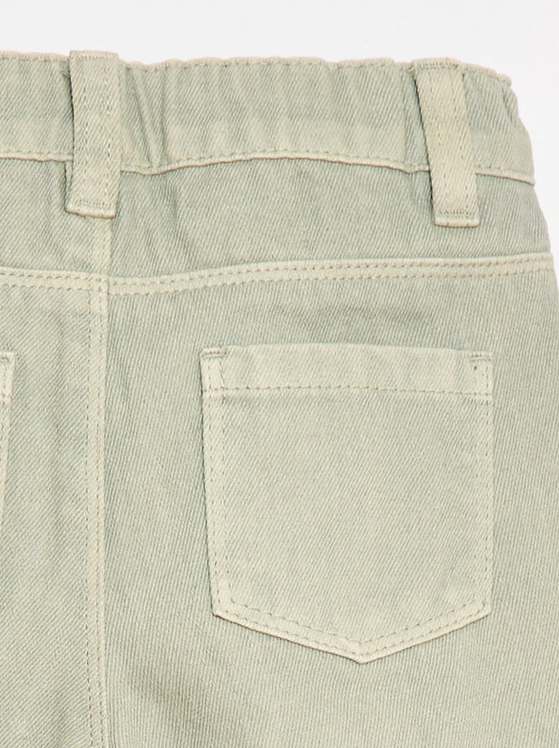 Pantalón paperbag en twill de algodón Gris - Kiabi