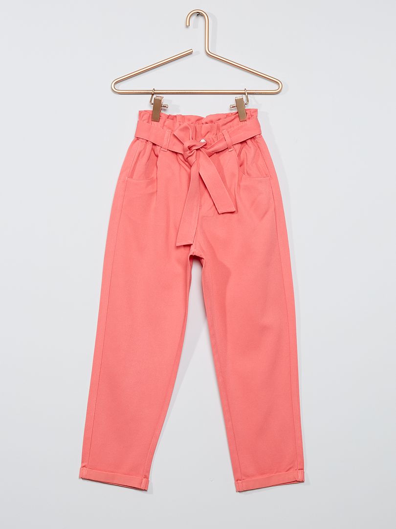 Pantalón paperbag rosa - Kiabi