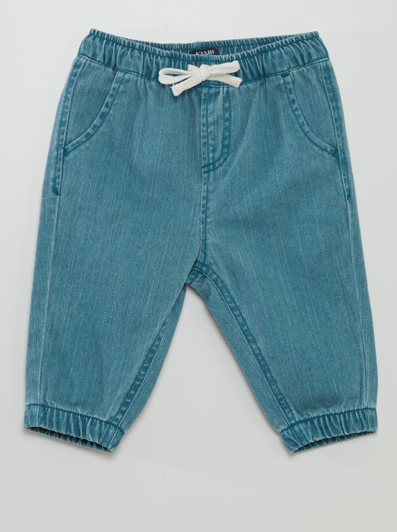 Pantalón paperbag vaquero AZUL - Kiabi