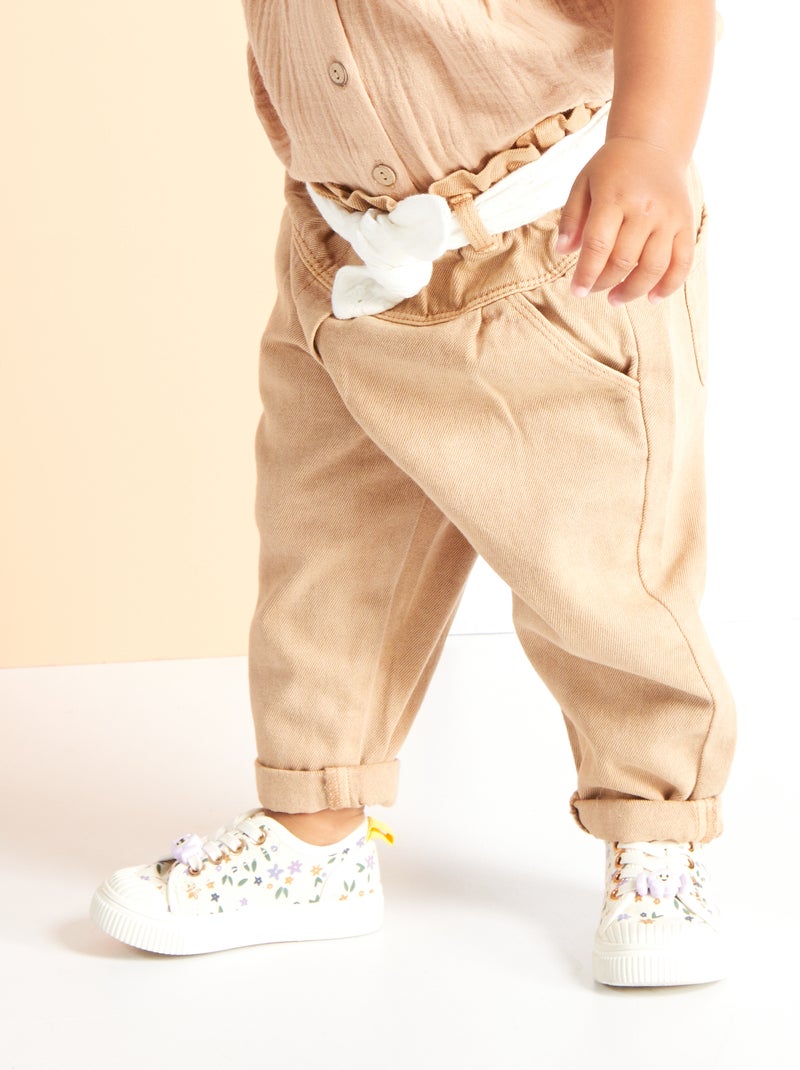 Pantalón paperbag vaquero BEIGE - Kiabi