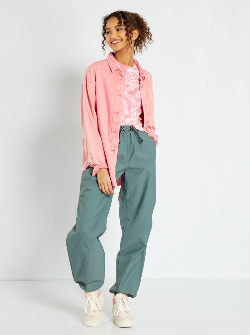 Pantalón parachute de nailon AZUL - Kiabi