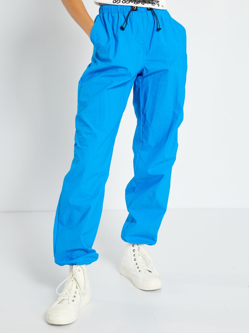 Pantalón parachute de nailon AZUL - Kiabi