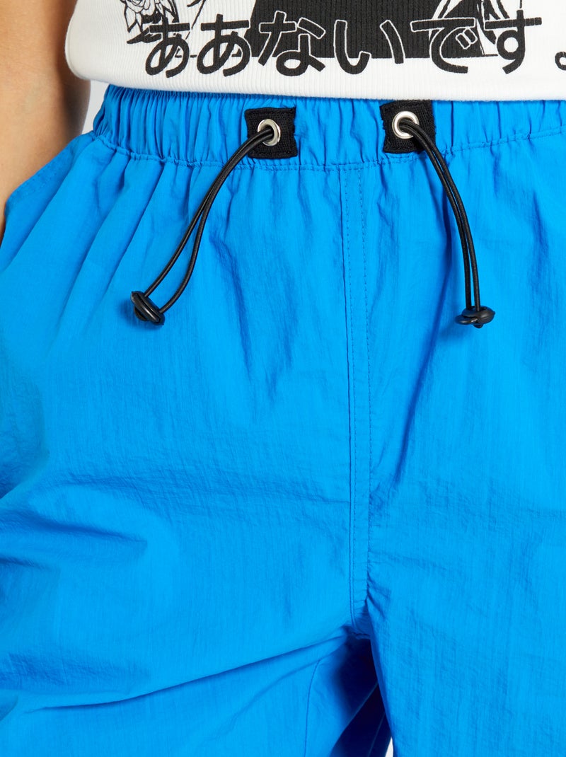 Pantalón parachute de nailon AZUL - Kiabi
