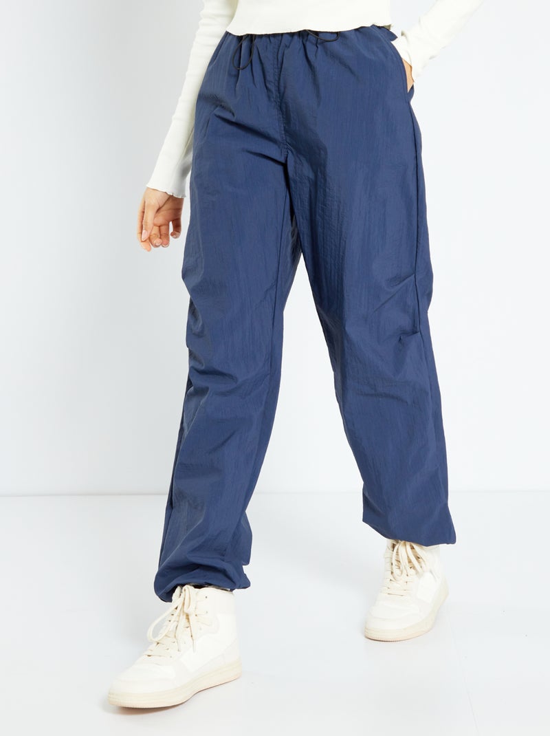 Pantalón parachute de nailon AZUL - Kiabi