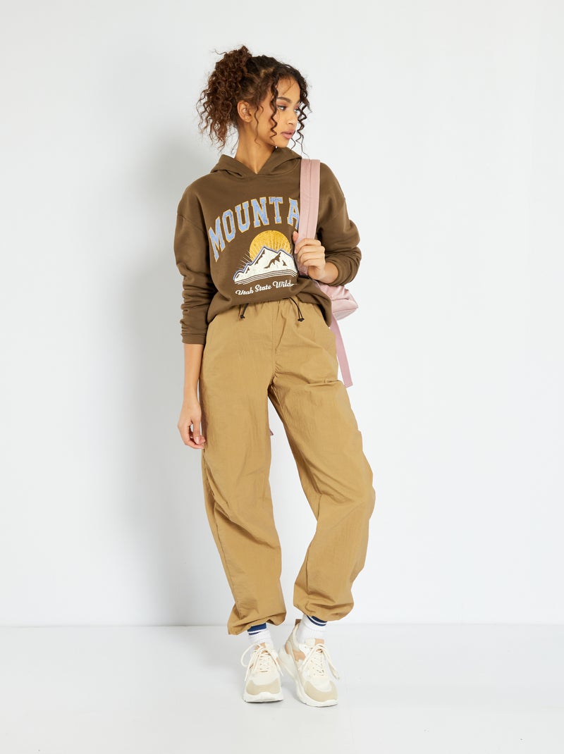 Pantalón parachute de nailon BEIGE - Kiabi