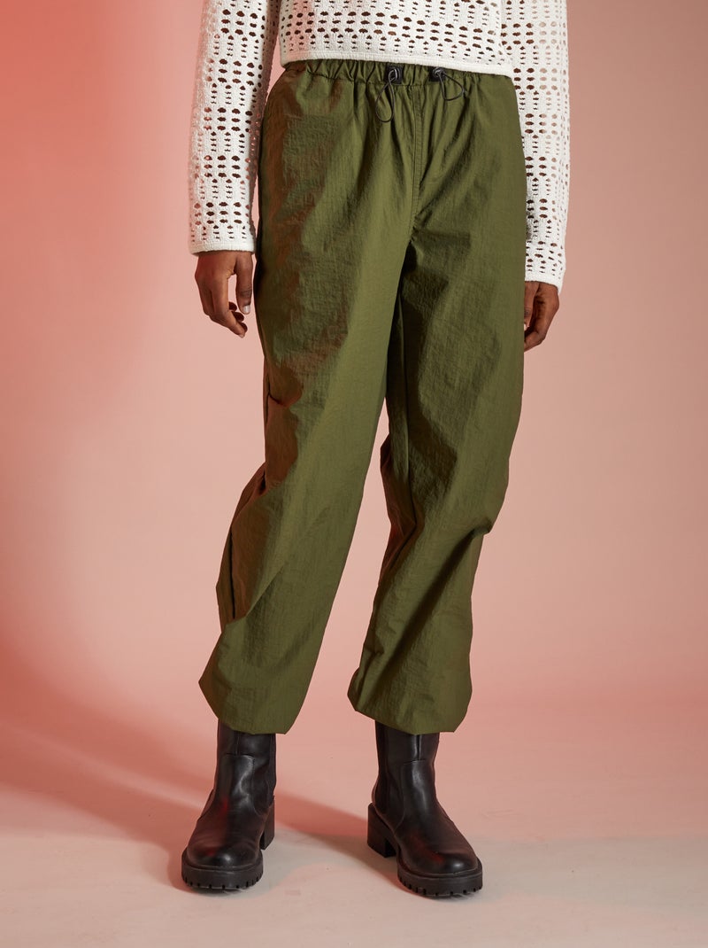 Pantalón parachute de nailon KAKI - Kiabi