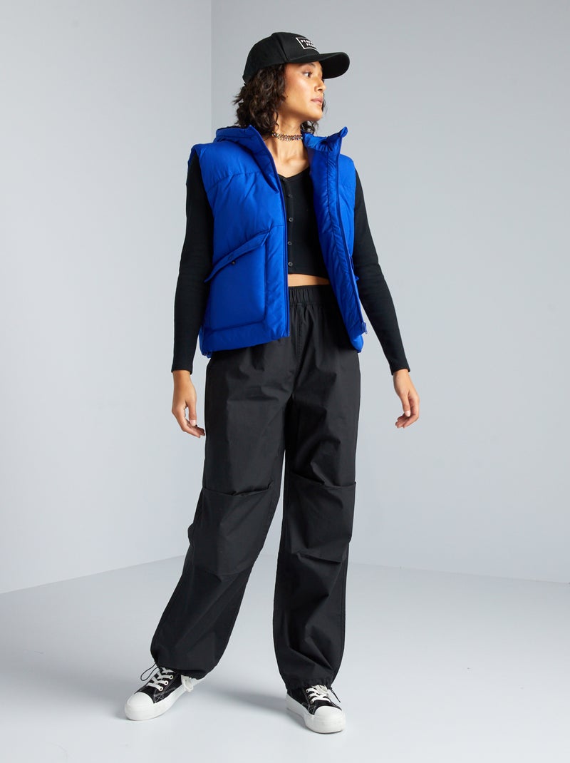 Pantalón parachute de nailon Negro - Kiabi