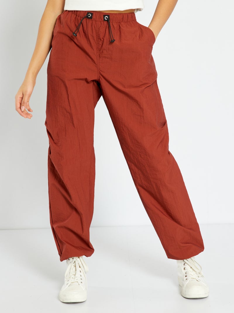 Pantalón parachute de nailon ROJO - Kiabi