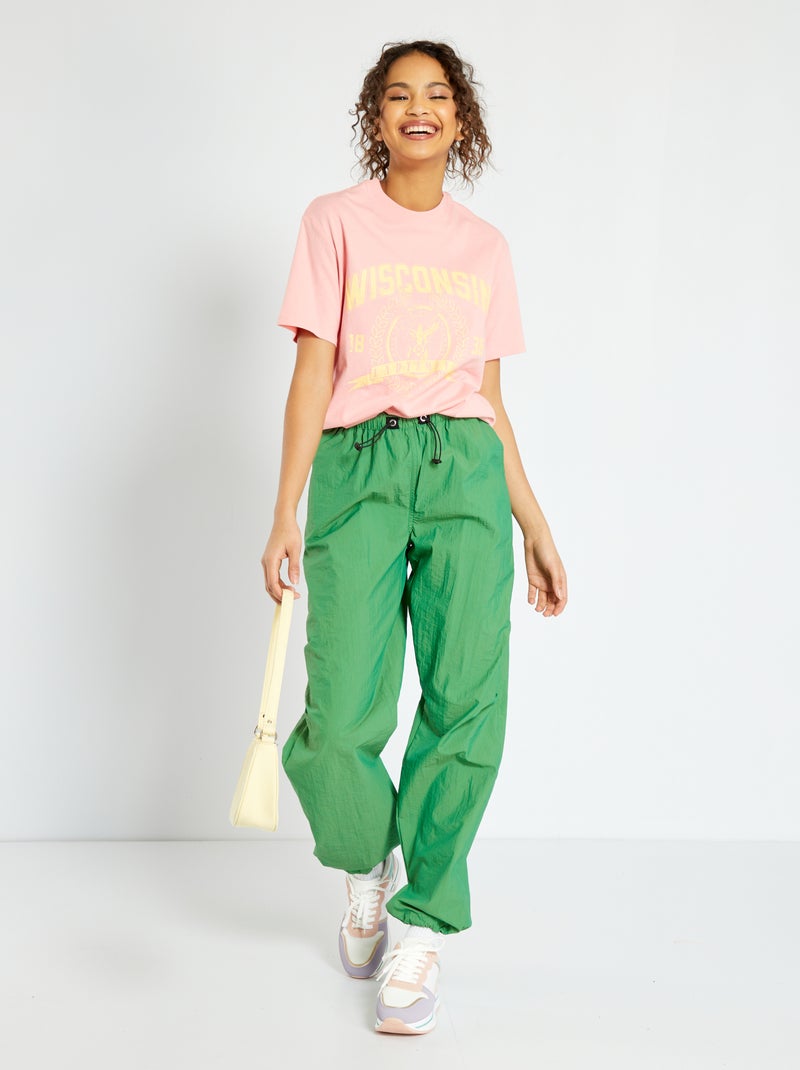 Pantalón parachute de nailon VERDE - Kiabi