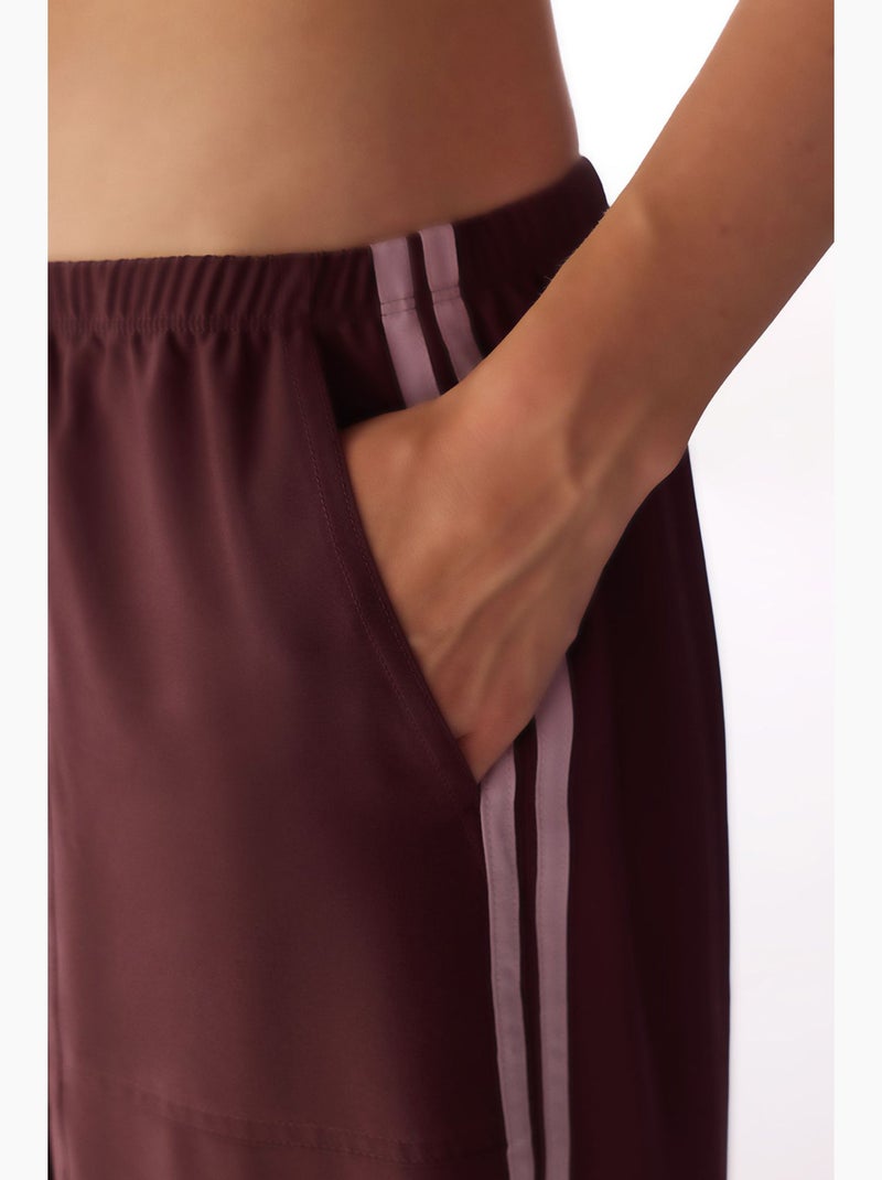 Pantalón parachute de pierna ancha con detalle de lazo penti Rojo burdeos - Kiabi