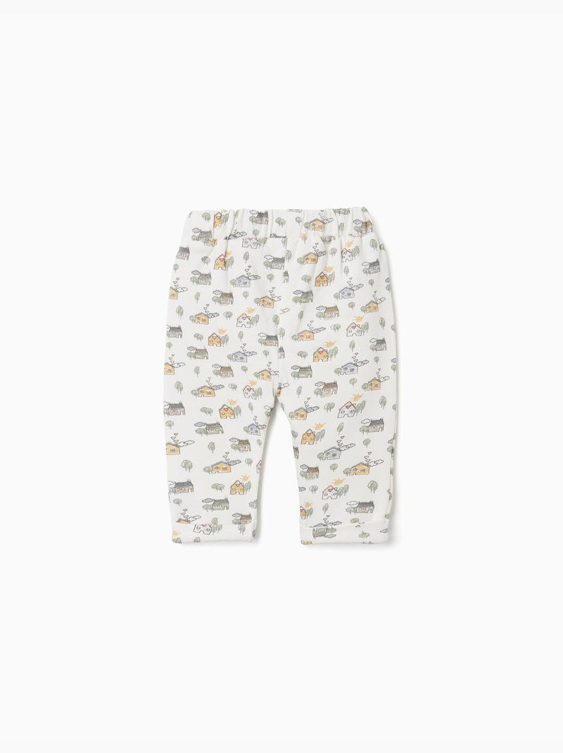 Pantalón perchado con motivo de casa y árbol Blanco - Kiabi