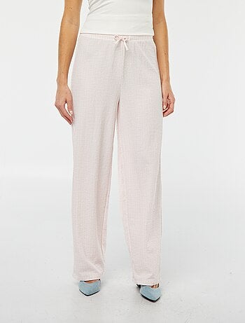 Pantalón pernera ancha con estampado vichy