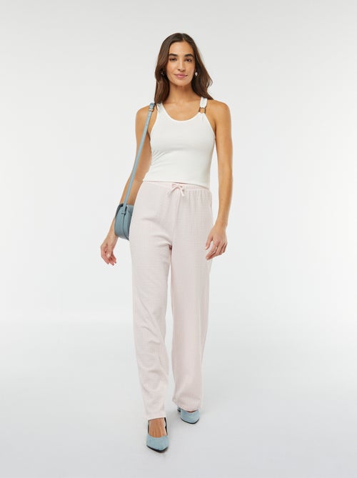 Pantalón pernera ancha con estampado vichy - Kiabi