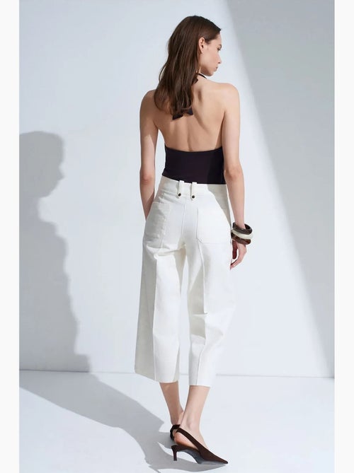 Pantalón pirata de popelina de algodón talle alto dilvin - Kiabi
