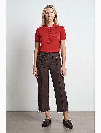 Pantalón pirata de popelina de algodón talle alto dilvin