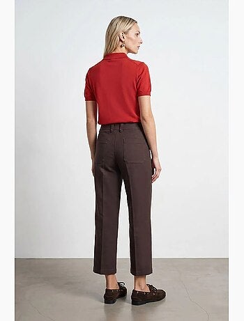 Pantalón pirata de popelina de algodón talle alto dilvin