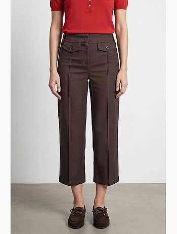 Pantalón pirata de popelina de algodón talle alto dilvin
