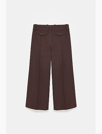 Pantalón pirata de popelina de algodón talle alto dilvin