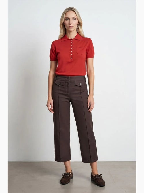 Pantalón pirata de popelina de algodón talle alto dilvin - Kiabi