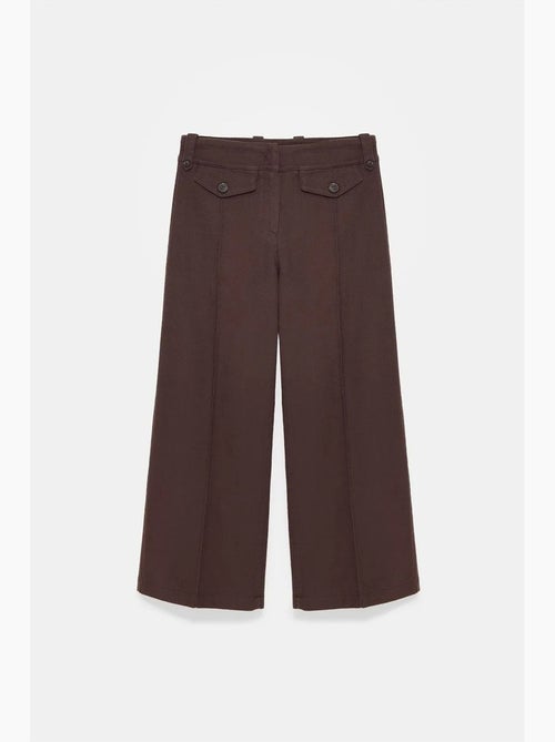 Pantalón pirata de popelina de algodón talle alto dilvin - Kiabi