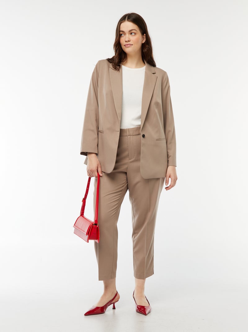Pantalón pitillo con cierre con corchete y cremallera Beige - Kiabi