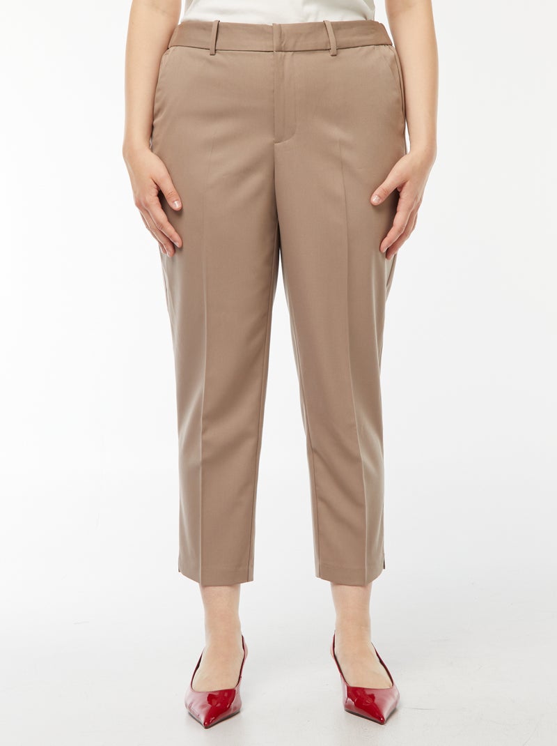 Pantalón pitillo con cierre con corchete y cremallera Beige - Kiabi