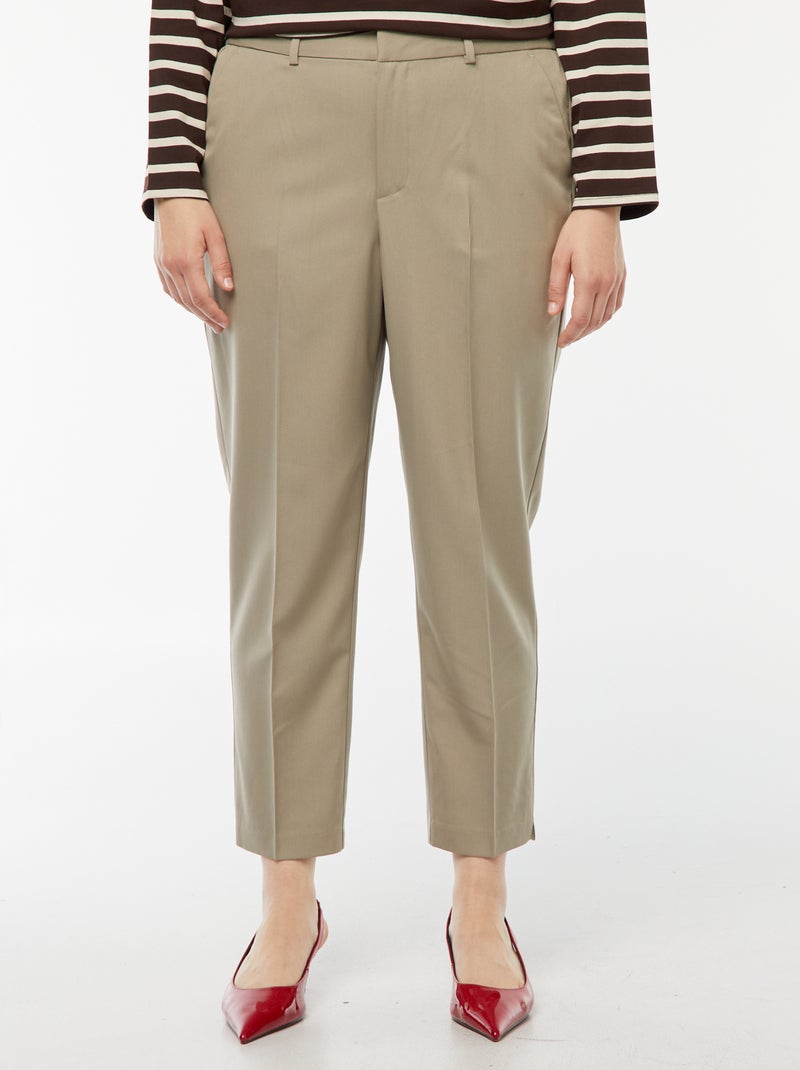 Pantalón pitillo con cierre con corchete y cremallera Verde - Kiabi