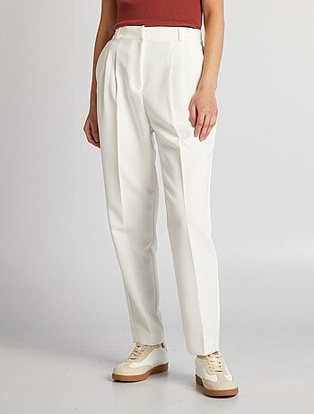 Pantalón ancho con lino - blanco - Kiabi - 18.00€
